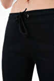 Siyah Bağcıklı Fitted/Vücuda Oturan Esnek Fitilli Örme Pantolon