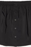Siyah - 42 Kadın Beli Lastikli Düğmeli Etek Uzatıcı Poplin Içlik - Fonksiyonel Kullanım