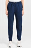 Lacivert - S Kadın Standart Fit Beli ve Paçası Lastikli Basic Jogger Eşofman Altı - 3 İplik