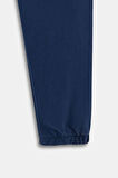 Lacivert - 2XL Kadın Standart Fit Beli ve Paçası Lastikli Basic Jogger Eşofman Altı - 3 İplik