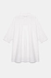 Beyaz - STD Kadın Yarım Kol Rahat Kesim Oversize Gömlek - Keten