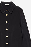 Siyah Ahşap Düğmeli Tunik Siyah 46