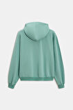 Mint - M Kadın Oversize Kapüşonlu Basic Hoodie Sweatshirt