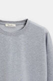 Gri - L Kadın Oversize Bisiklet Yaka Basic Casual Sweatshirt