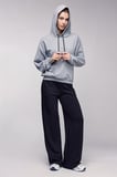 Gri Kadın Oversize Kapüşonlu Basic Hoodie Sweatshirt