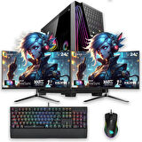 e-Vix Theseus i5-10400F 16GB 512GB M.2 NVMe RX 580 8GB 24" + 24" Oyuncu Masaüstü Bilgisayarı