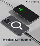 HARVORTEZ iPhone 13 Pro Max MagSafe Uyumlu Güçlü Manyetik Kılıf, PC Çevre Dostu Malzeme, Logo Görünür Kapak, TamUyumlu, Köşe Darbe Emicili Zarif Case (Şeffaf)
