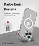 HARVORTEZ iPhone 13 Pro Max MagSafe Uyumlu Güçlü Manyetik Kılıf, PC Çevre Dostu Malzeme, Logo Görünür Kapak, TamUyumlu, Köşe Darbe Emicili Zarif Case (Şeffaf)