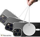HARVORTEZ iPhone 13 Pro Max MagSafe Uyumlu Güçlü Manyetik Kılıf, PC Çevre Dostu Malzeme, Logo Görünür Kapak, TamUyumlu, Köşe Darbe Emicili Zarif Case (Şeffaf)