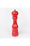 Kırmızı Ahşap Tuz Ve Karabiber El Değirmeni Öğütücü Grinder 22 Cm