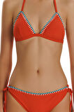 Zeki Turuncu İşlemeli Üçgen Bikini Takımı