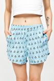 Desenli Kadın Ev Şort – Chill Space Collection – Cool Like Penguin