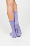 2'li Nakış Logolu Unisex Çorap - Eco Characters - Purple Sky