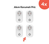 Akıllı Akım Korumalı Priz 4'lü Set (16 AMPER), Wifi, Uzaktan Kontrol, Enerji Tüketim Takibi