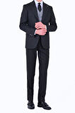 Slim Fit Viskon Karışımlı Yelekli Erkek Takım Elbise - Modern Kesim
