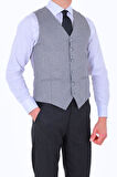 Slim Fit Viskon Karışımlı Yelekli Erkek Takım Elbise - Modern Kesim