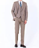 Slim Fit Yelekli Erkek Takım Elbise - Viskon Karışımlı Dört Mevsim Kullanılabilir