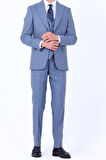 Şık ve Rahat Yelekli Erkek Takım Elbise - Viskon Karışımlı Slim Fit