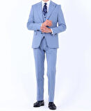 Slim Fit Yelekli Erkek Takım Elbise - Viskon Karışımlı Dört Mevsim Kullanılabilir