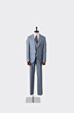 Slim Fit Viskon Karışımlı Yelekli Erkek Takım Elbise - Rahat ve Şık