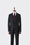 Slim Fit Viskon Karışımlı Yelekli Erkek Takım Elbise - Dört Mevsim