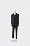 Slim Fit Viskon Karışımlı Yelekli Erkek Takım Elbise - Dört Mevsim