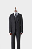 Slim Fit Viskon Karışımlı Yelekli Erkek Takım Elbise - Dört Mevsim