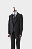 Slim Fit Viskon Karışımlı Yelekli Erkek Takım Elbise - Dört Mevsim