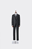Slim Fit Viskon Karışımlı Yelekli Erkek Takım Elbise - Dört Mevsim