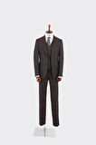 Slim Fit Viskon Karışımlı Yelekli Erkek Takım Elbise - Dört Mevsim