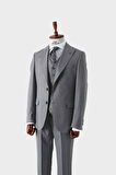Modern Kesim Viskon Karışımlı Yelekli Erkek Takım Elbise - Slim Fit