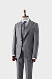 Modern Kesim Viskon Karışımlı Yelekli Erkek Takım Elbise - Slim Fit