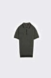 Fermuarlı Polo Yaka Kısa Kol Erkek T-Shirt