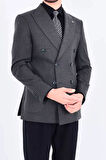 Modern Slim Fit Dar Kesim Kruvaze Erkek Viskon Ceket