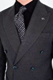 Modern Slim Fit Dar Kesim Kruvaze Erkek Viskon Ceket