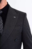 Modern Slim Fit Dar Kesim Kruvaze Erkek Viskon Ceket