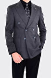 Modern Slim Fit Dar Kesim Kruvaze Erkek Viskon Ceket