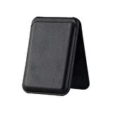 E2M MAGSAFE STANDLI DERİ CÜZDAN SİYAH