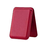 E2M MAGSAFE STANDLI DERİ CÜZDAN KIRMIZI