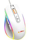 Claw's Nova V1 12800 Dpi Wide RGB Özel ABS Doku & Claw's Reflex Örgü Kablolu Ekstra Fire Butonlu Gaming Mouse - Beyaz OUTLET