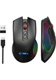 Claw's Crossfire Air V1 Kablosuz 10000 Dpi Pixart PMW3325 Sensör Makro Yazılımlı Chromatic RGB Kablosuz Gaming Mouse - Siyah (2.4 GHz Kablosuz + BT5.1 + Type-C ile Kullanım Desteği)
