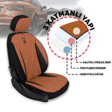 Minderland FA Serisi - Renault Grand Scenic ile uyumlu Koltuk Kılıfı, Deri / Taba