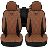 Minderland FA Serisi - Seat Alhambra ile uyumlu Koltuk Kılıfı, Deri / Taba