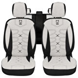 Minderland FA Serisi - Audi RS ile uyumlu Koltuk Kılıfı, Keten / Kemik Beyazı Melanj