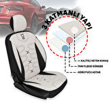 Minderland FA Serisi - Seat Alhambra ile uyumlu Koltuk Kılıfı, Keten / Kemik Beyazı Melanj
