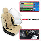 Minderland FA Serisi - Chevrolet Cruze ile uyumlu Koltuk Kılıfı, Deri / Bej