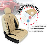 Minderland FA Serisi - Mercedes-Benz GLE Serisi ile uyumlu Koltuk Kılıfı, Deri / Bej