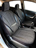 Minderland Axiom Comfort Serisi - Subaru Forester ile uyumlu Koltuk Kılıfı, Keten / Siyah