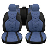 Verita Elegance Serisi - Seat Tarraco ile uyumlu Koltuk Kılıfı, Keten-Deri / Mavi