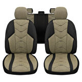 Verita Elegance Serisi - Dodge Nitro ile uyumlu Koltuk Kılıfı, Keten-Deri / Haki